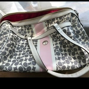 Gray and pink Coach bag